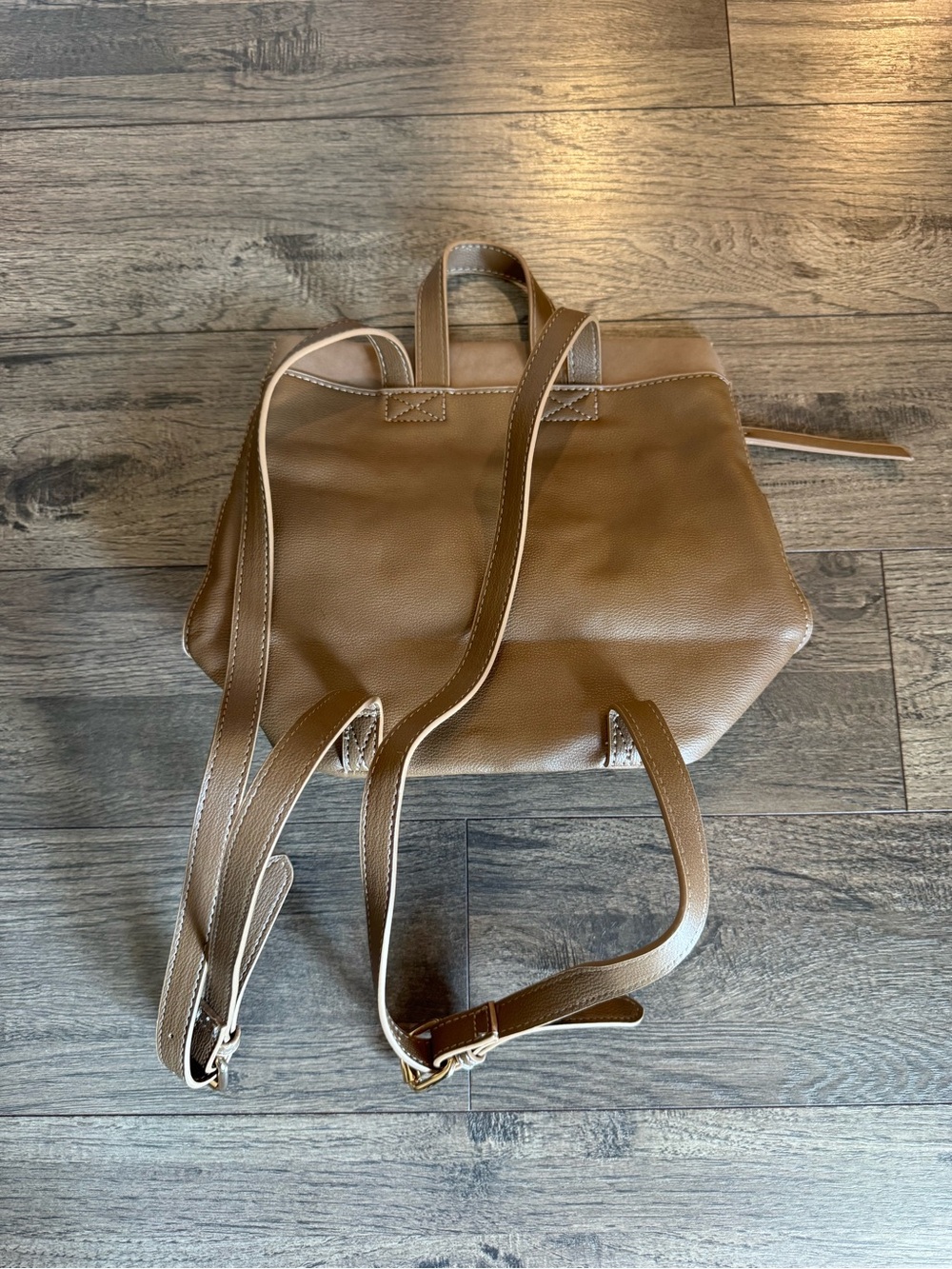 Tan Suede-Style Backpack - Picture 2 of 3
